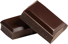 Bild von zwei Stückchen schwarzer Schokolade