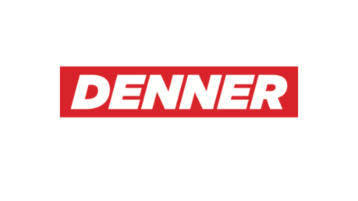 Das Logo von Denner. In weisser Schrift auf rotem Grund.